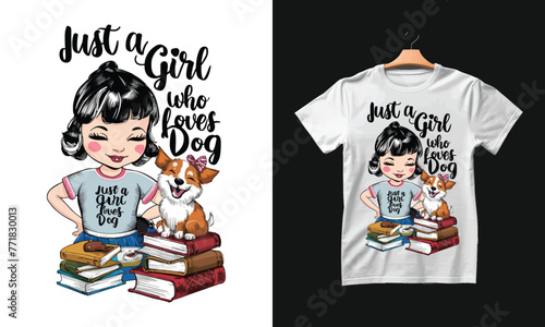 Vector just a girl who love colorful graphic t shirt summer tshirt design