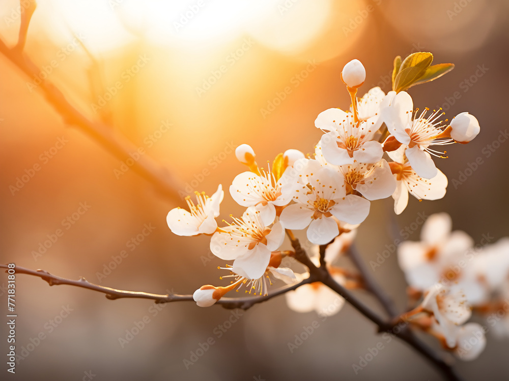 Delve into the mesmerizing blur of blossoms and foliage in sunlight.