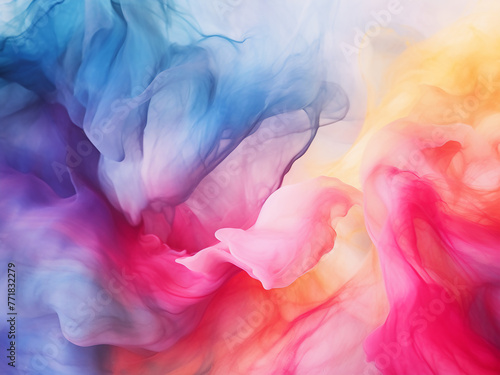 Abstract backdrop showcases watercolor on colored fabric.