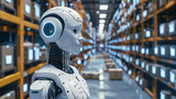 robot assisting warehouse, artificial intelligence applied to e-commerce, automation, smart logistics