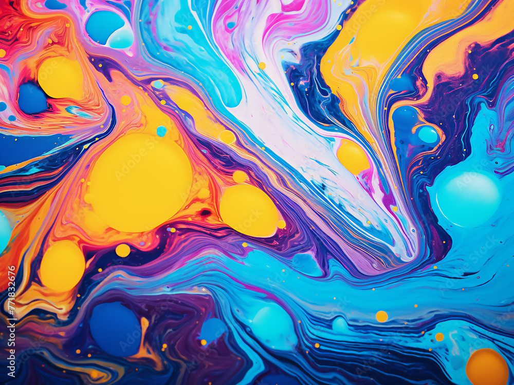 Colorful acrylics form a dynamic artwork for modern home decoration.