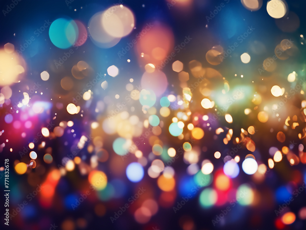 Defocused lights contribute to the beauty of the colorful bokeh background. - obrazy, fototapety, plakaty 