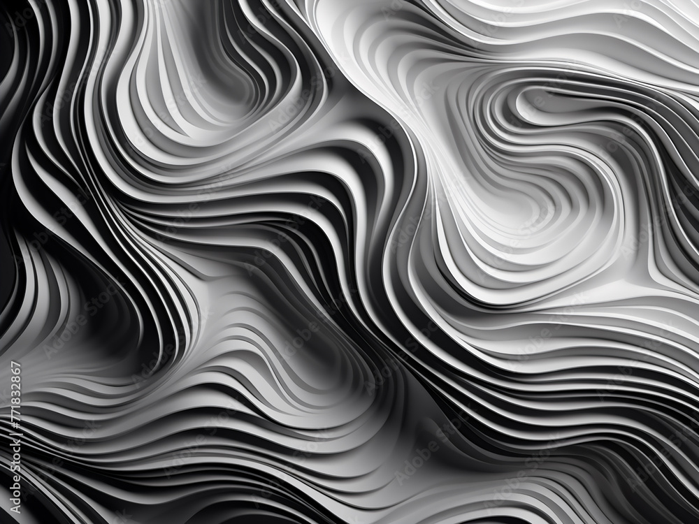3D render illustration of black and white abstract backdrop.