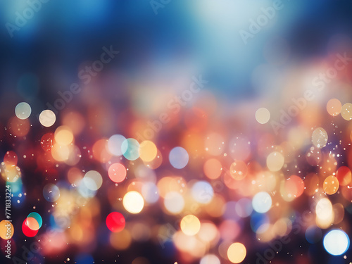 Abstract background features defocused lights with bokeh. photo
