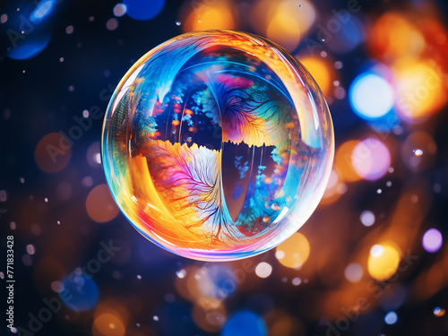 Close-up photograph depicts blurred bubble style.