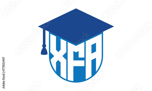 XFA initial letter academic logo design vector template. school college logo, university logo, graduation cap logo, institute logo, educational logo, library logo, teaching logo, book shop, varsity photo