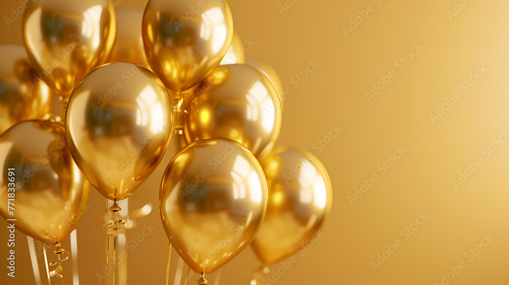 celebration and gold balloons on the isolated hue background celebration and gold balloons on the isolated hue background