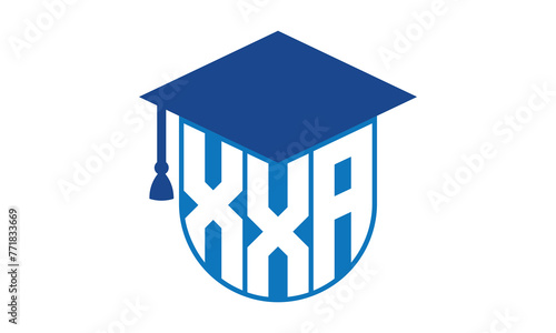 XXA initial letter academic logo design vector template. school college logo, university logo, graduation cap logo, institute logo, educational logo, library logo, teaching logo, book shop, varsity