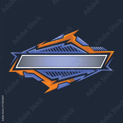 Blank racing logo. Techno futuristic border. Gaming logo photo