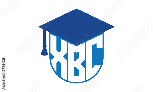 XBC initial letter academic logo design vector template. school college logo, university logo, graduation cap logo, institute logo, educational logo, library logo, teaching logo, book shop, varsity