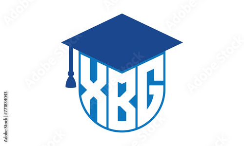 XBG initial letter academic logo design vector template. school college logo, university logo, graduation cap logo, institute logo, educational logo, library logo, teaching logo, book shop, varsity