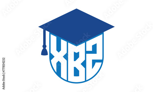 XBZ initial letter academic logo design vector template. school college logo, university logo, graduation cap logo, institute logo, educational logo, library logo, teaching logo, book shop, varsity