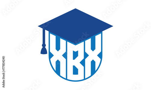 XBX initial letter academic logo design vector template. school college logo, university logo, graduation cap logo, institute logo, educational logo, library logo, teaching logo, book shop, varsity