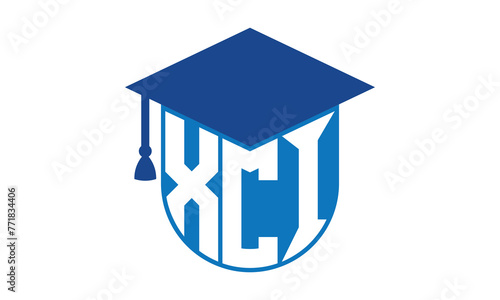 XCI initial letter academic logo design vector template. school college logo, university logo, graduation cap logo, institute logo, educational logo, library logo, teaching logo, book shop, varsity