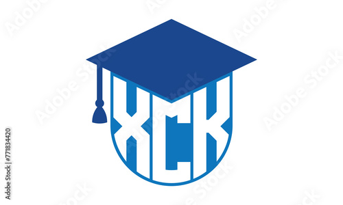 XCK initial letter academic logo design vector template. school college logo, university logo, graduation cap logo, institute logo, educational logo, library logo, teaching logo, book shop, varsity
