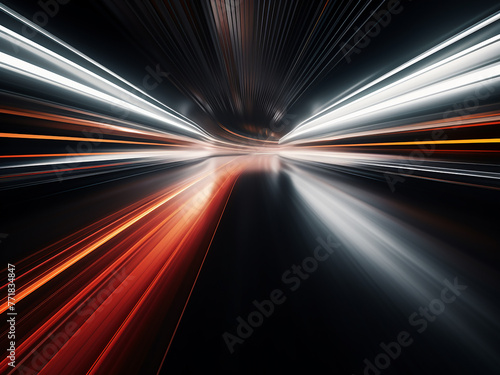 Swift motion: light and stripes speed against a dark backdrop. © Llama-World-studio