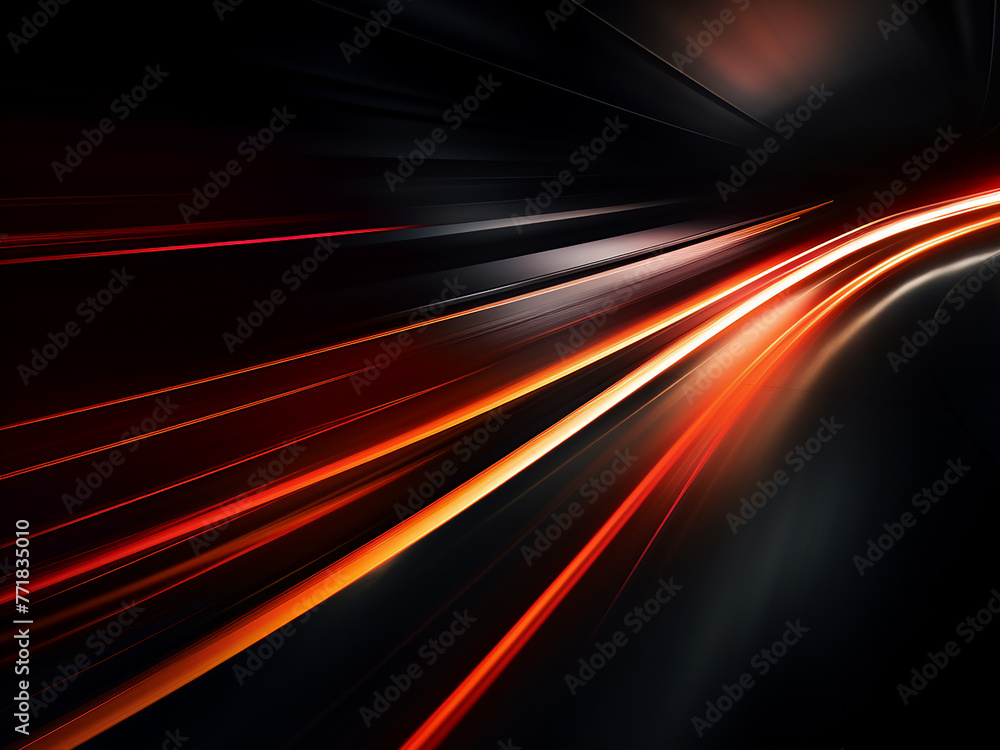 Racing through darkness, light and stripes swiftly move. Racing through darkness, light and stripes swiftly move.