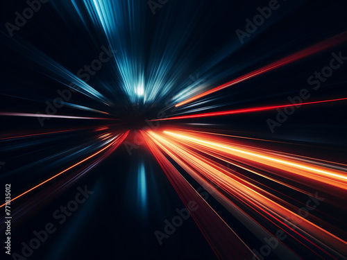 Velocity surges as light and stripes speed in darkness.