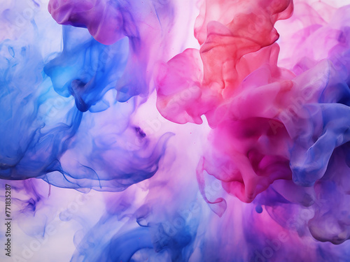 Blend of purple, blue, and beige creates abstract alcohol ink design.