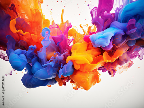 Colorful spilled ink creates an artistic abstract background on paper.