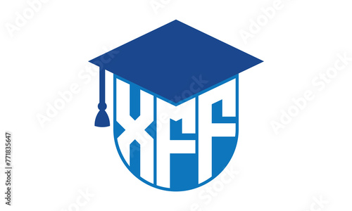 XFF initial letter academic logo design vector template. school college logo, university logo, graduation cap logo, institute logo, educational logo, library logo, teaching logo, book shop, varsity