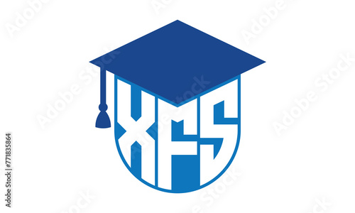 XFS initial letter academic logo design vector template. school college logo, university logo, graduation cap logo, institute logo, educational logo, library logo, teaching logo, book shop, varsity