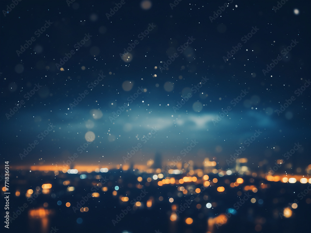 Dark blue and black bokeh backdrop blurs city lights. Dark blue and black bokeh backdrop blurs city lights.