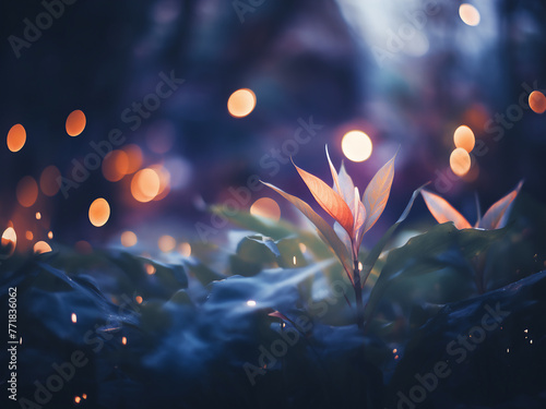 Nature leaf-inspired blurred lights backdrop for design.