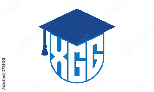 XGG initial letter academic logo design vector template. school college logo, university logo, graduation cap logo, institute logo, educational logo, library logo, teaching logo, book shop, varsity