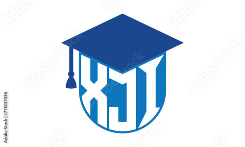XJI initial letter academic logo design vector template. school college logo, university logo, graduation cap logo, institute logo, educational logo, library logo, teaching logo, book shop, varsity