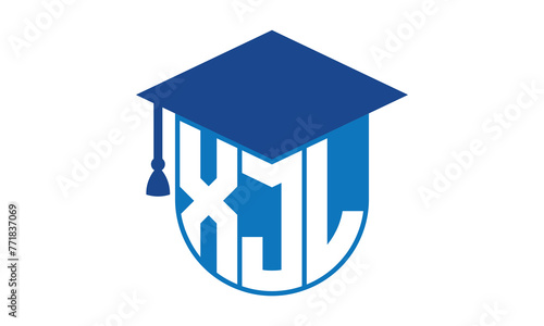 XJL initial letter academic logo design vector template. school college logo, university logo, graduation cap logo, institute logo, educational logo, library logo, teaching logo, book shop, varsity