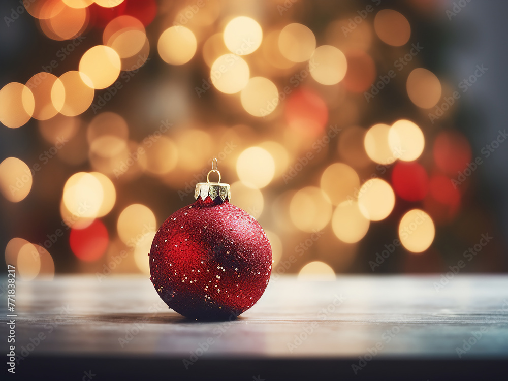 Festive ambiance fills the Christmas and New Year feast backdrop with sparkling bokeh lights. Festive ambiance fills the Christmas and New Year feast backdrop with sparkling bokeh lights.