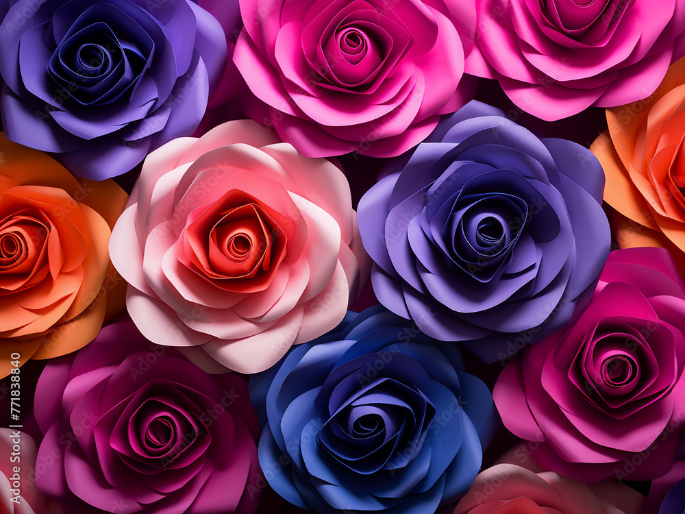 Geometric papers showcase a blend of purple, blue, and pink. Geometric papers showcase a blend of purple, blue, and pink.