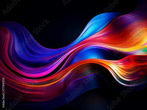Vector waves on a black background blend fluid colors with grace.