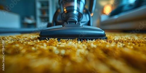 Closeup of a vacuum cleaner on a carpet perfect for cleaning or household maintenance concepts. Concept Household Maintenance, Cleaning Appliances, Home Cleaning Tips, Vacuum Cleaner Technology