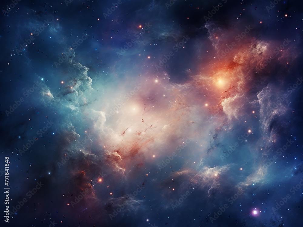 Naklejka premium Vibrant watercolor captures the beauty of a galaxy nebula.