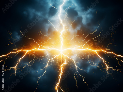 Lightning symbols in abstract 3D, ideal for poster designs.