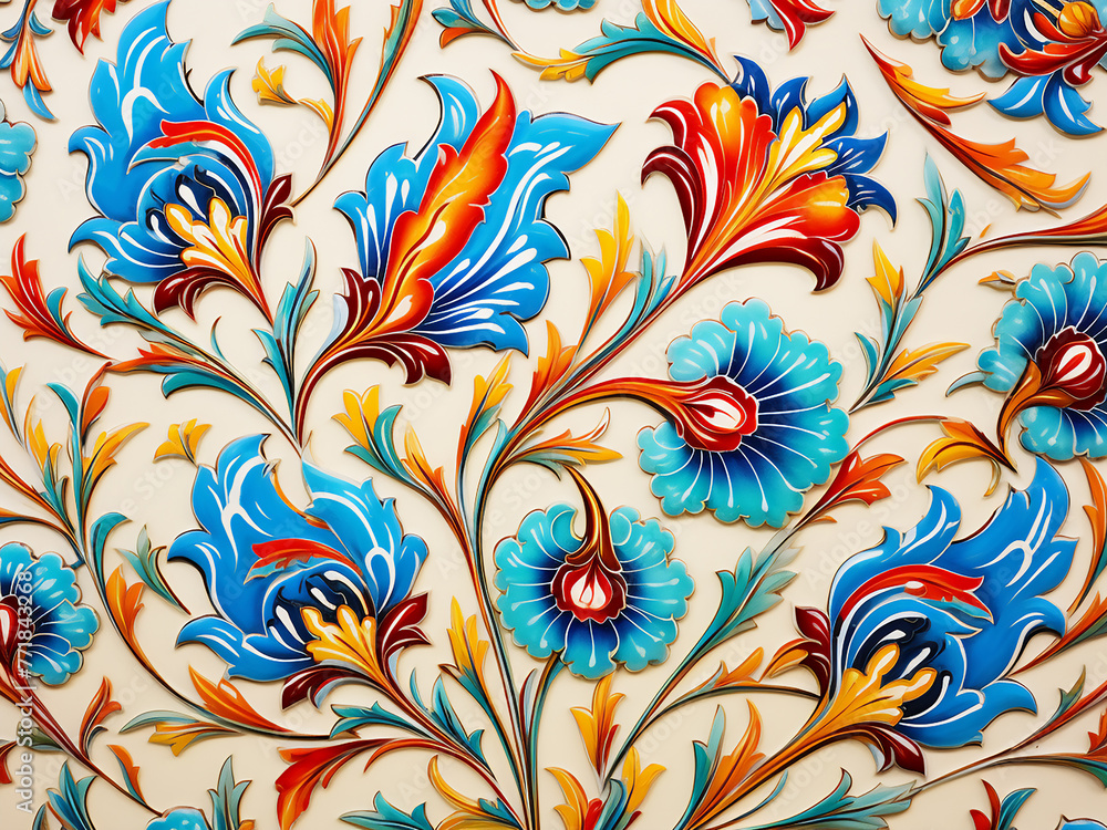 Ottoman Turkish marbling art patterns create a colorful backdrop. Ottoman Turkish marbling art patterns create a colorful backdrop.
