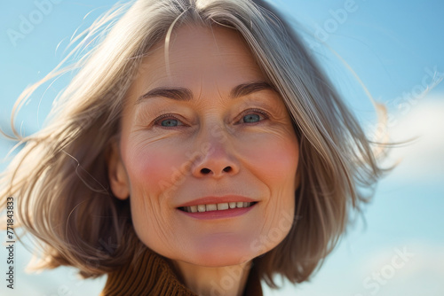 A woman with gray hair is smiling and wearing a sweater © Eva Corbella