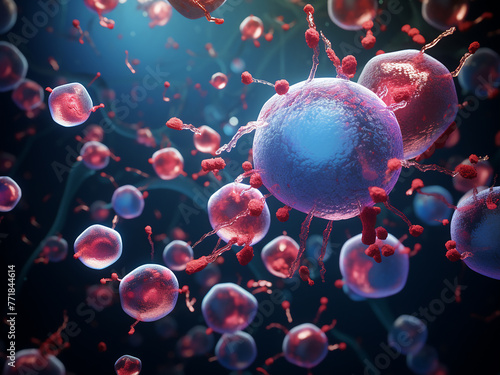 3D rendering portrays neutrophil elastase enzyme's role against bacteria. photo