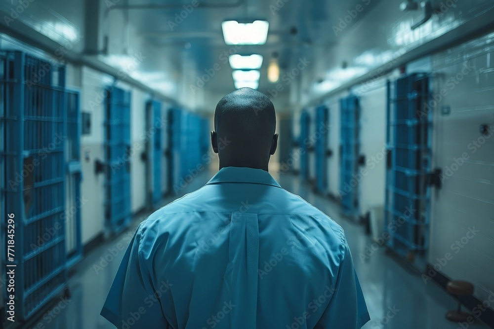 A parole officer monitoring a released offender A parole officer monitoring a released offender