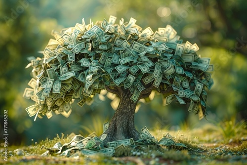 A tree made of dollar bills photo