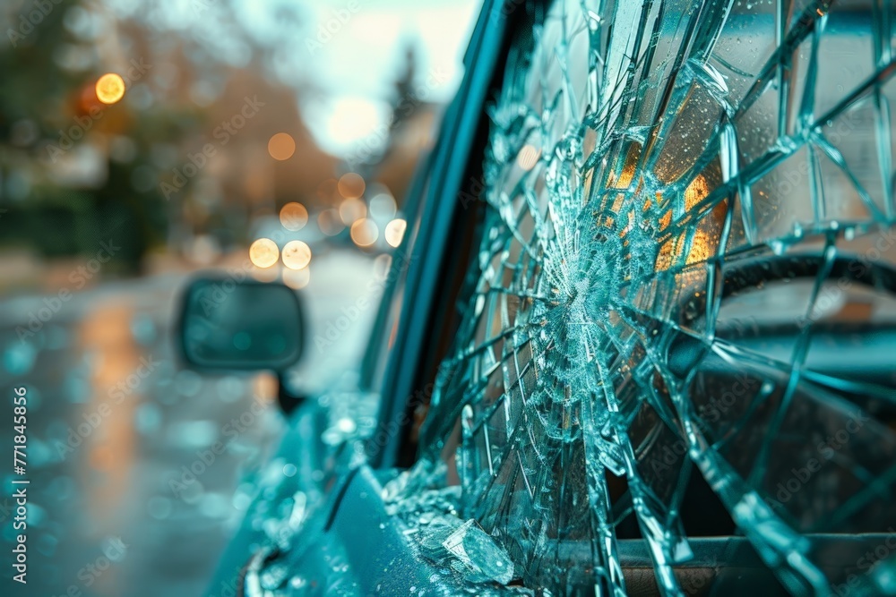 Shattered car window