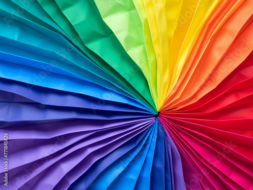 Burst of colors: Rainbow background features an array of colorful paper.
