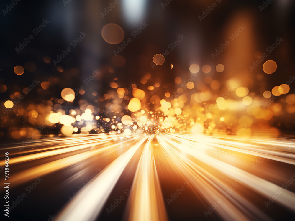 Bokeh creates a sense of rapid motion in the abstract background.