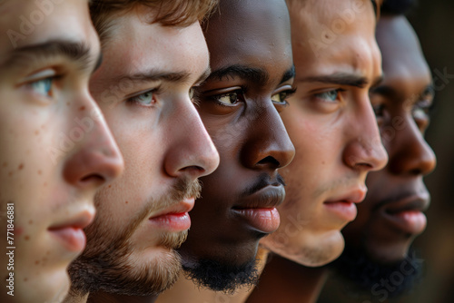 Gropi portrait of diverse young men. Diversity equality and inclusion concept DEI. High quality photo