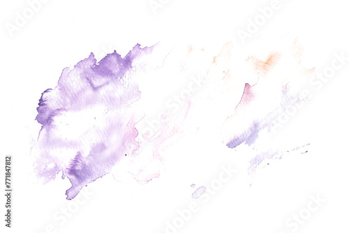 Lavender and peach washed watercolor paint stain on white background. © Steves Artworks