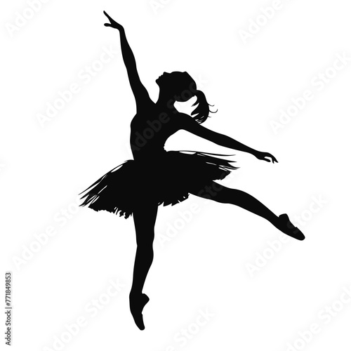 Silhouette of an elegant ballerina ballet dancer