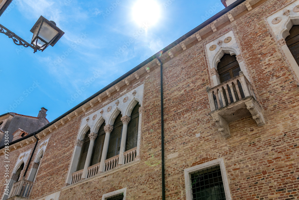 Gothic architectural elements on the historic building of Vicenza