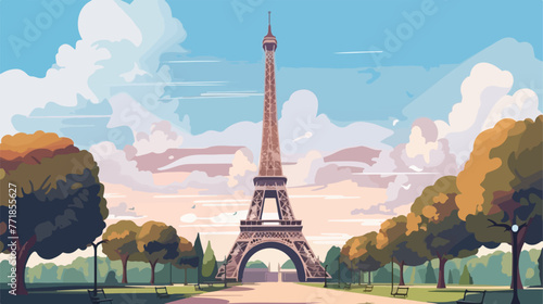 Elegant travel poster of Paris France Europe. Conce